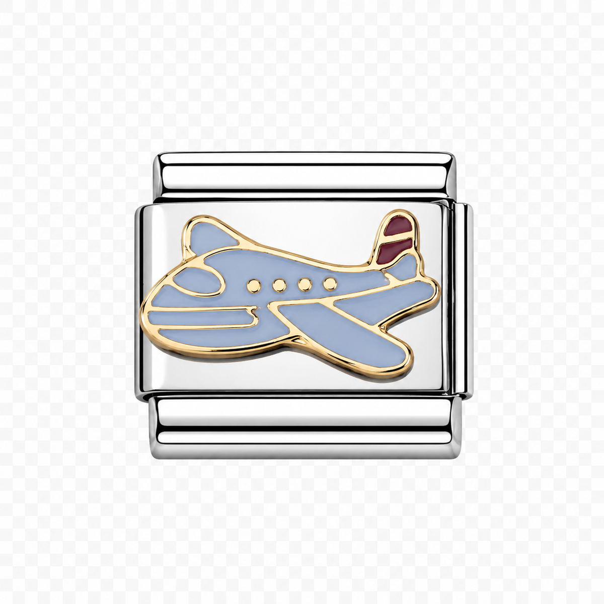 White plane Italian Charm — Silver
