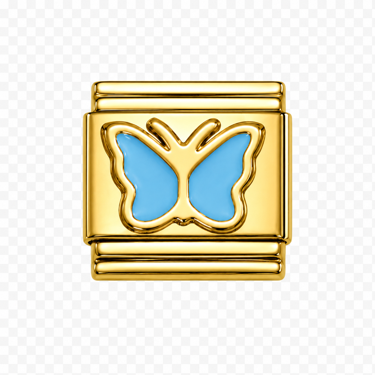 Blue butterfly Italian Charm — Gold