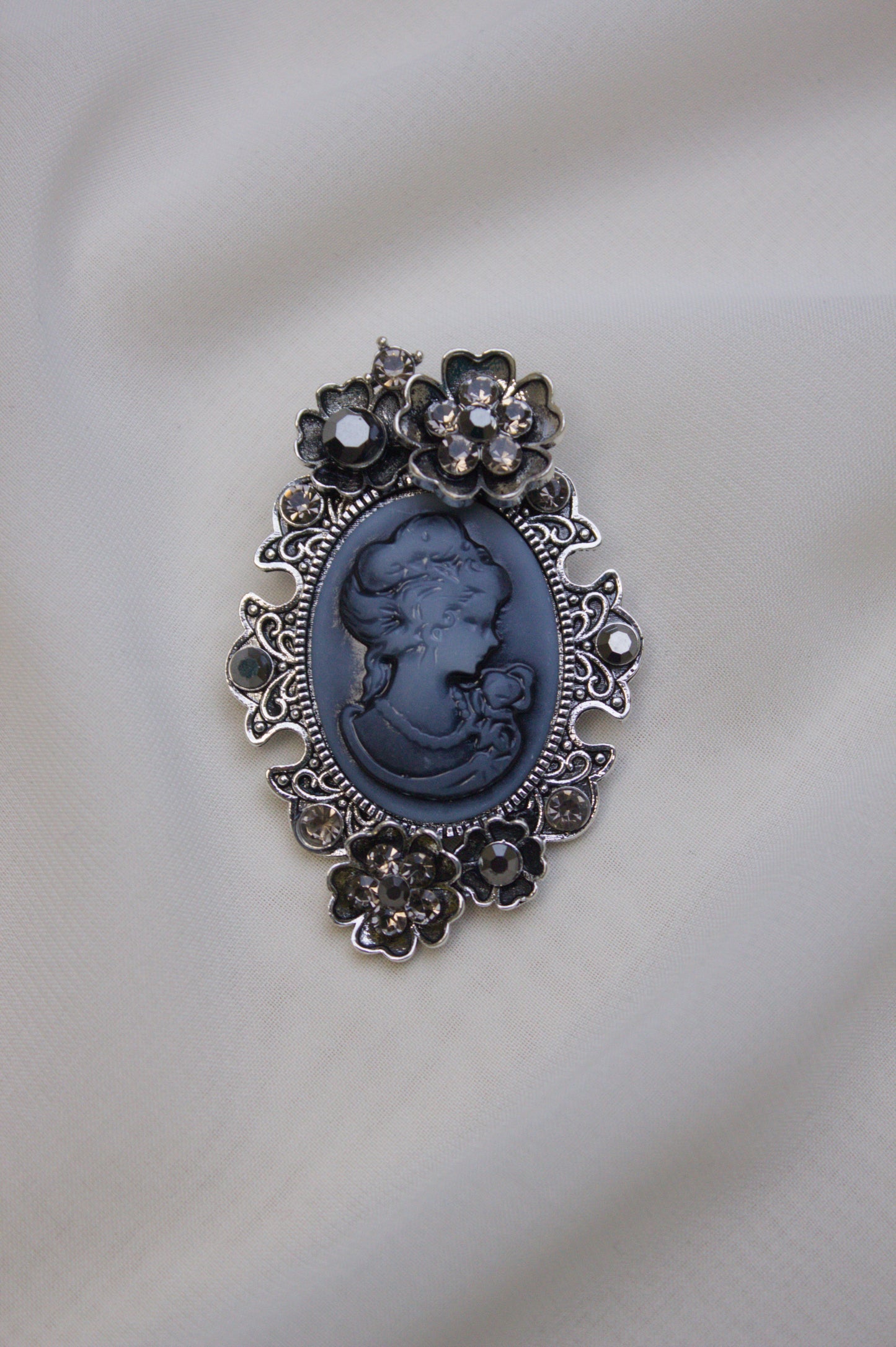 Dark Cameo Filigree Brooch