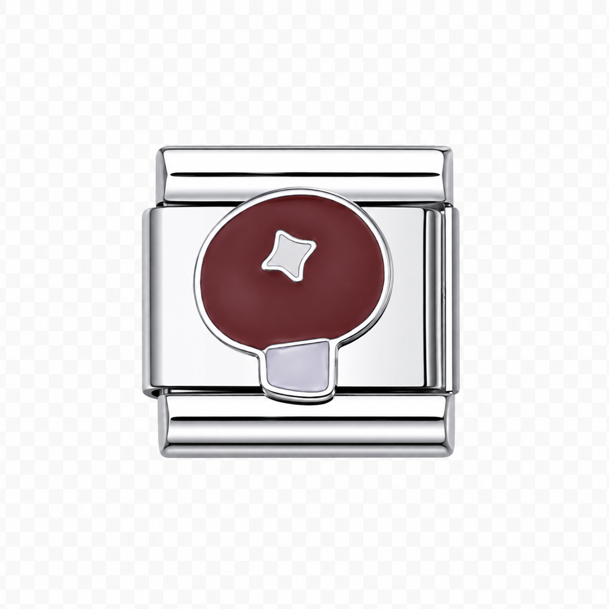 Brown mushroom Italian Charm — Silver