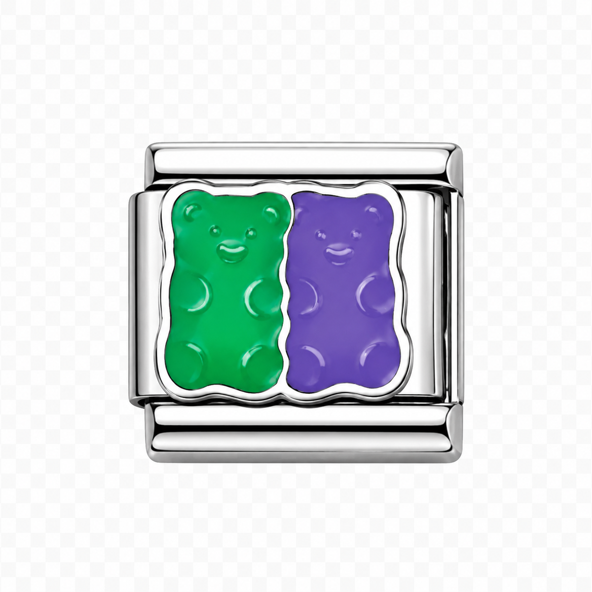 Gummie bear pair Italian Charm — Silver