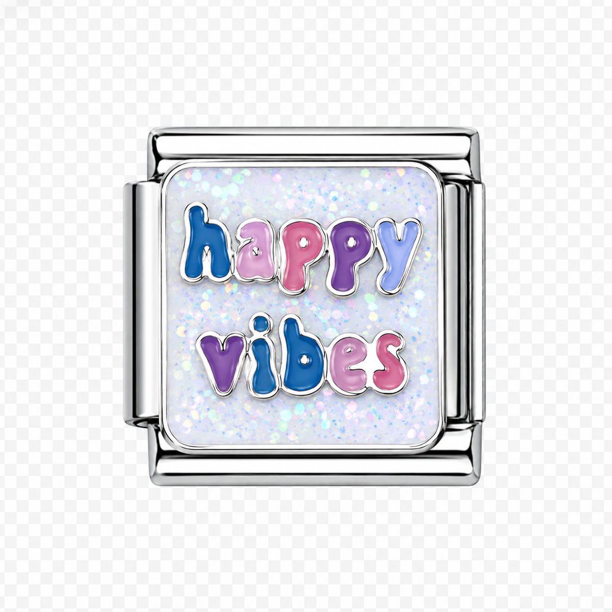 Happy vibes Italian Charm — Silver