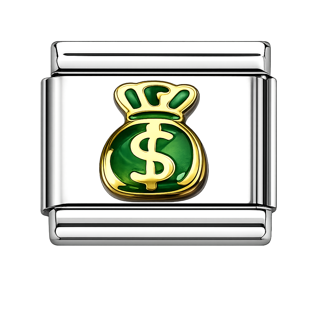 Money bag Italian Charm — Silver