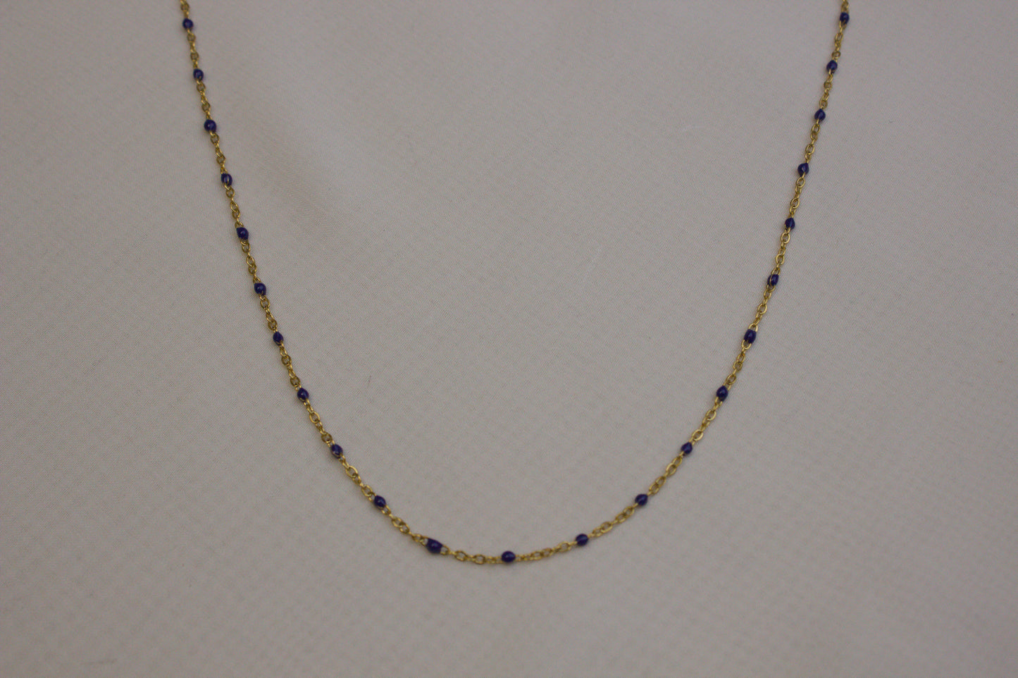 Navy Enamel Gold Necklace