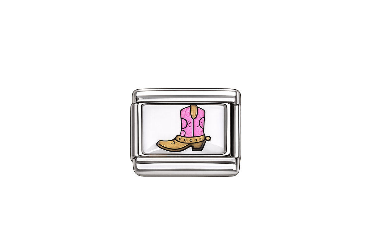 Pink Cowgirl Boot Italian Charm