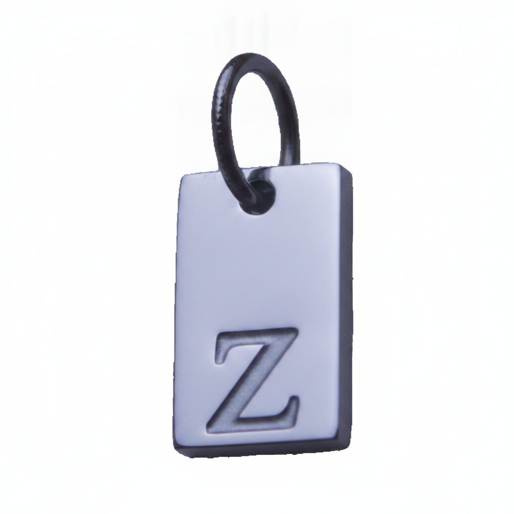 Rectangle Initial Charm — Silver / Z