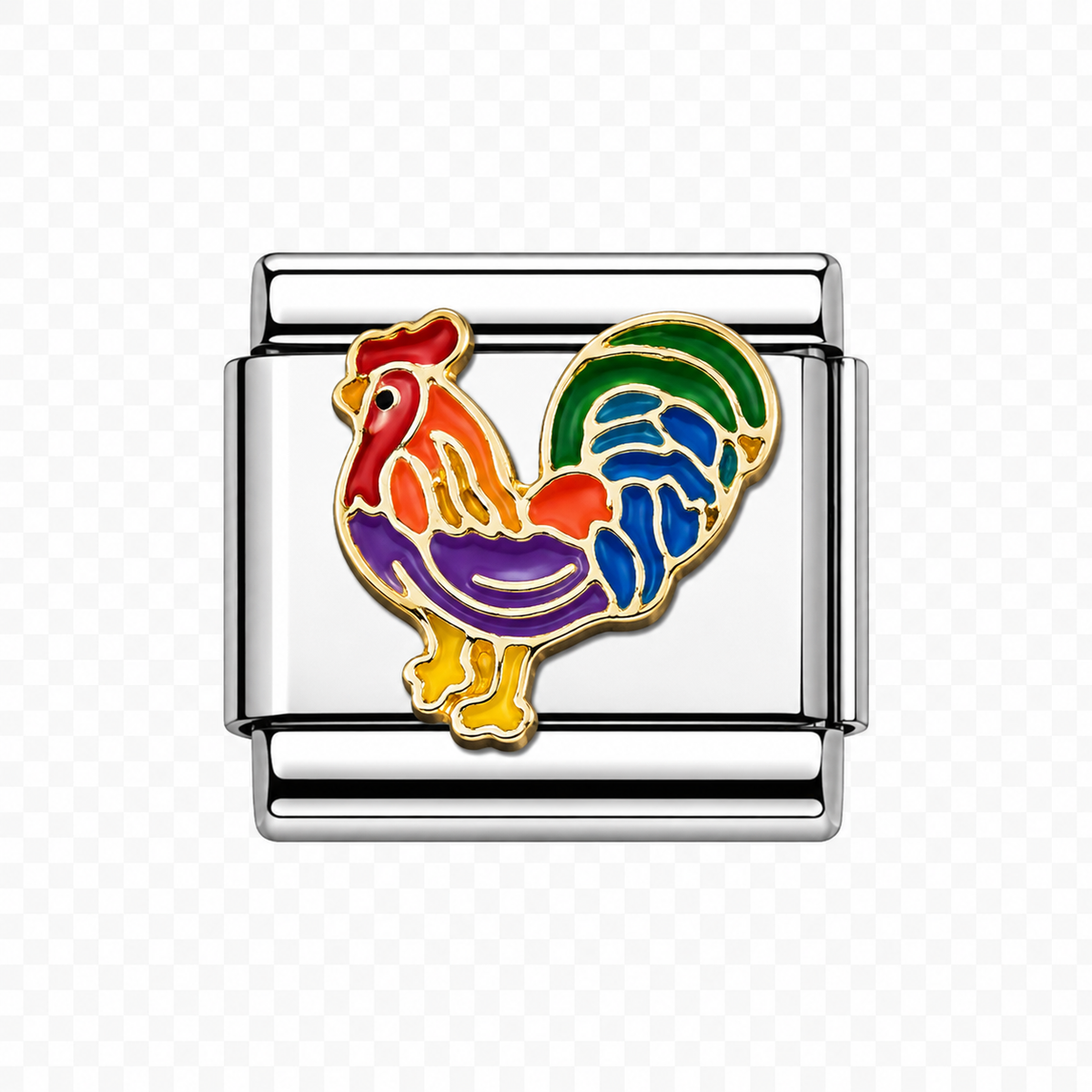 Rooster Italian Charm — Silver
