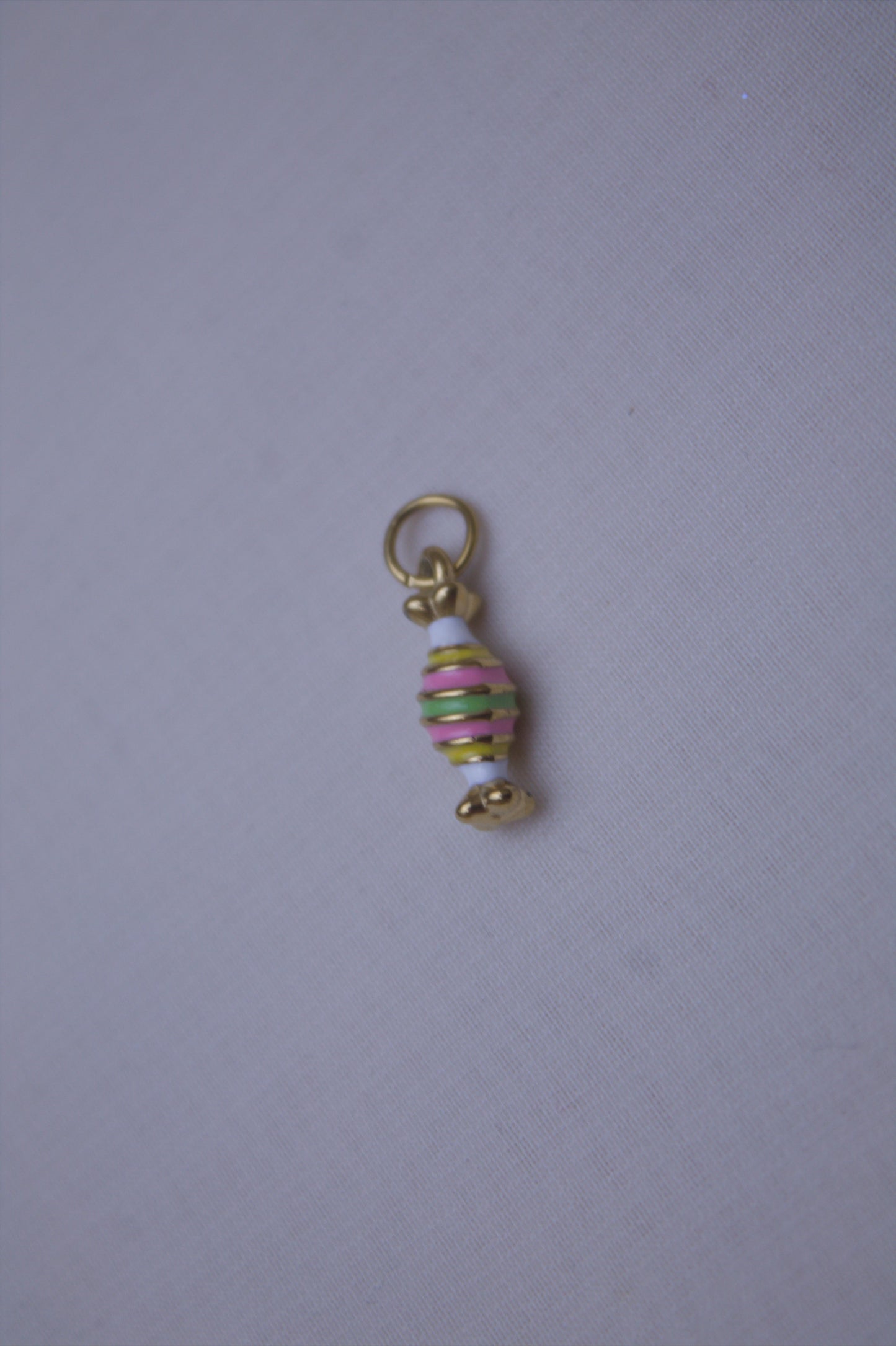 Gold Enamel Striped Candy Charm