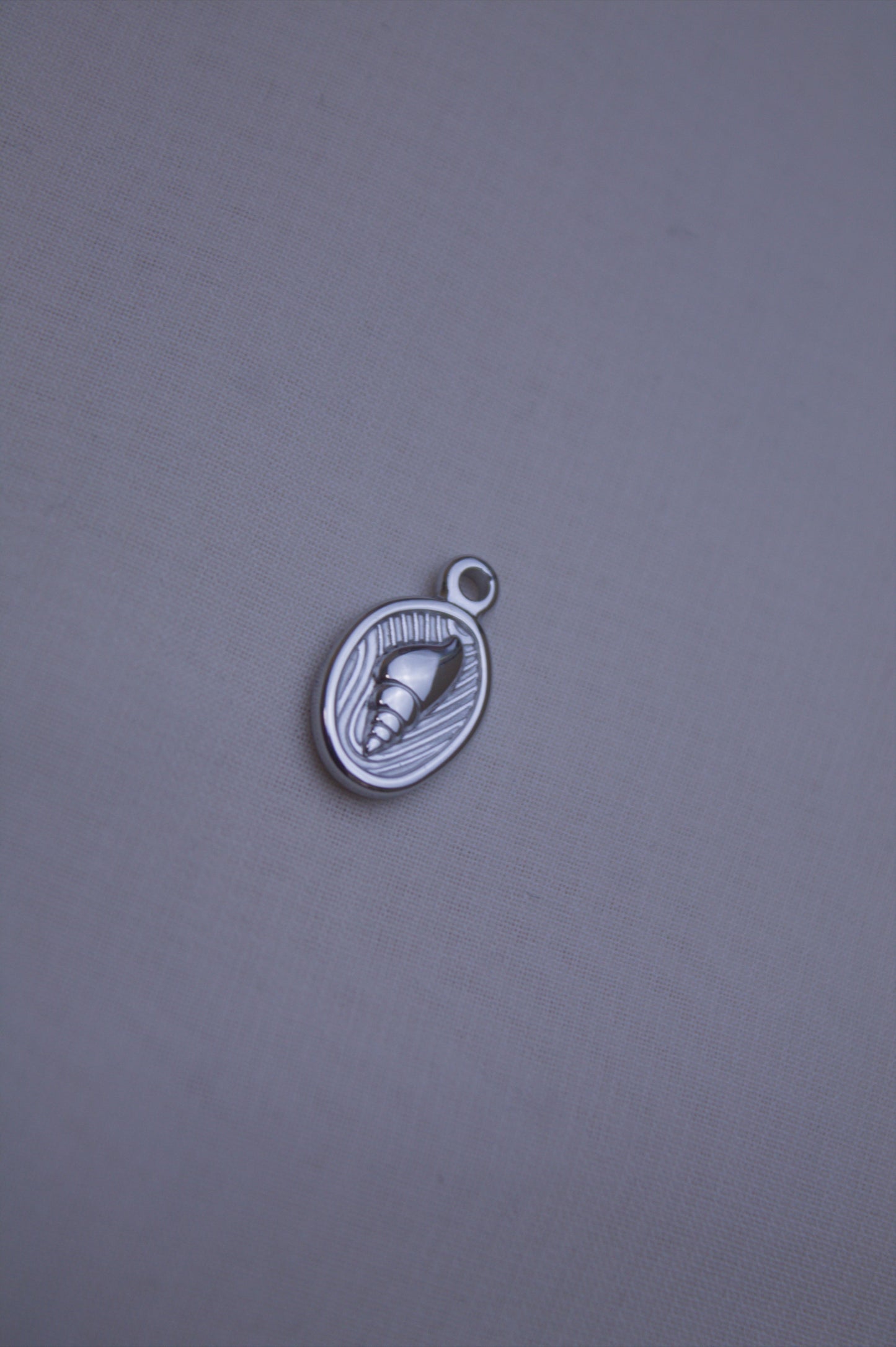 Silver Seashell Oval Charm