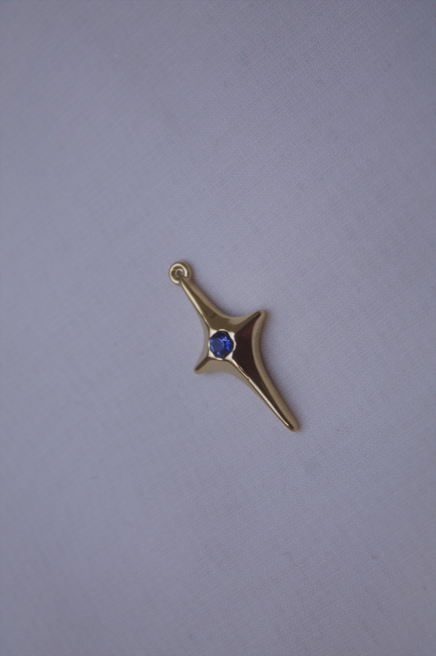 Gold Blue Crystal Cross Star Charm