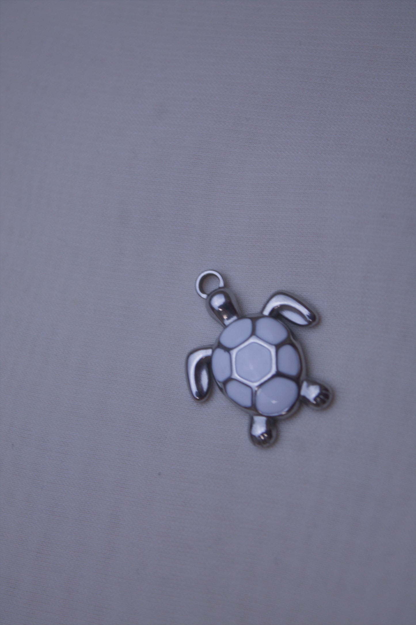Enamel White Turtle Charm