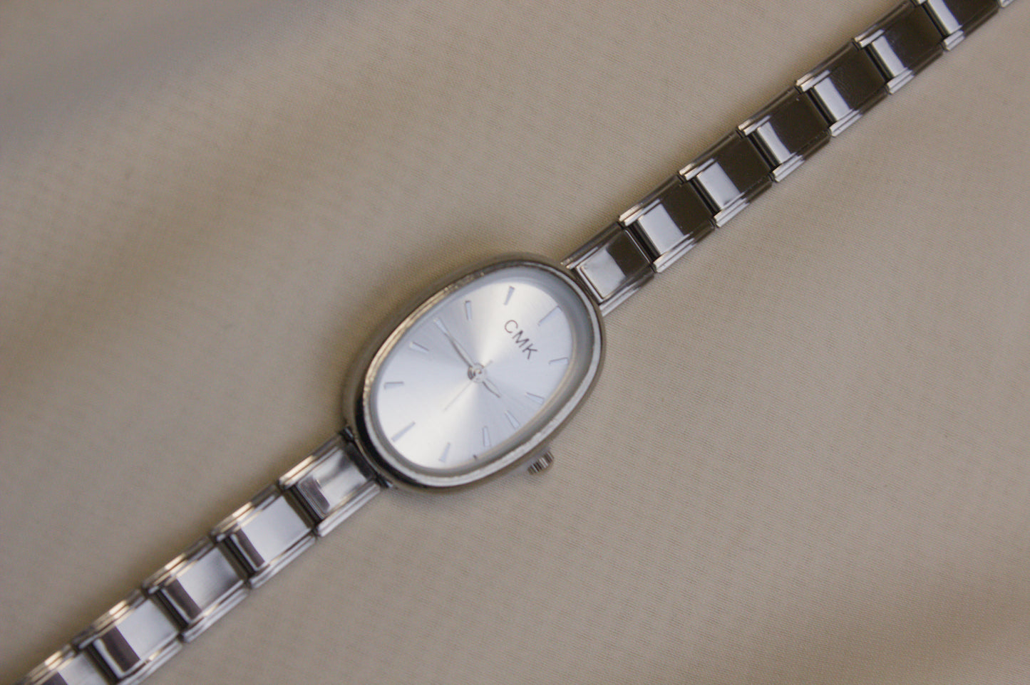 Silver Link Oval White Dial Italian Watch