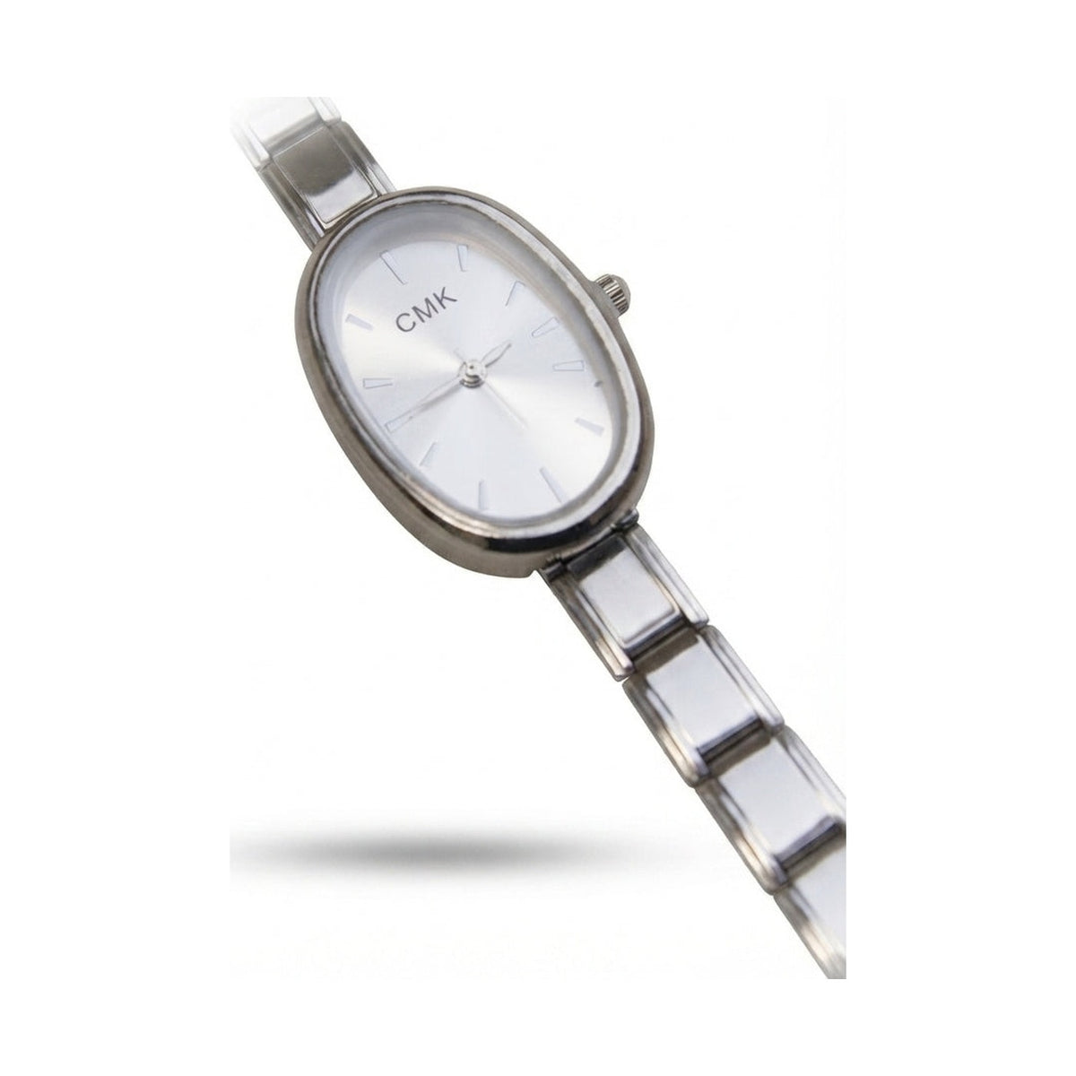Silver Link Oval White Dial Italian Watch