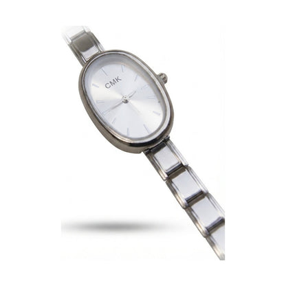 Silver Link Oval White Dial Italian Watch