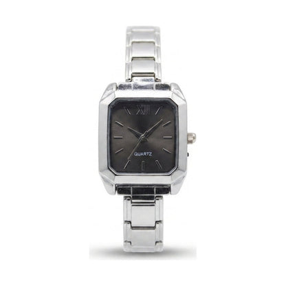 Silver Link Rectangular Charcoal Grey Dial Italian Watch