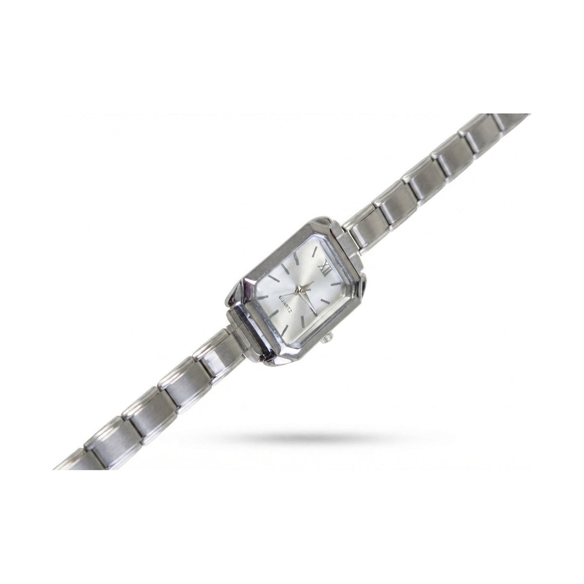 Silver Link Rectangular Silver Dial Italian Watch