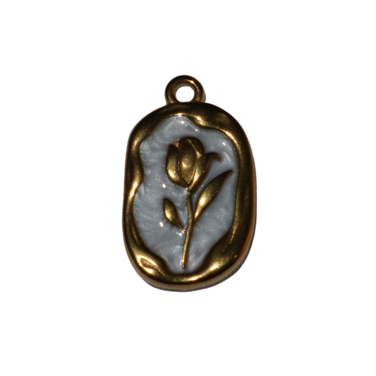 Rose Stem Enamel Charm