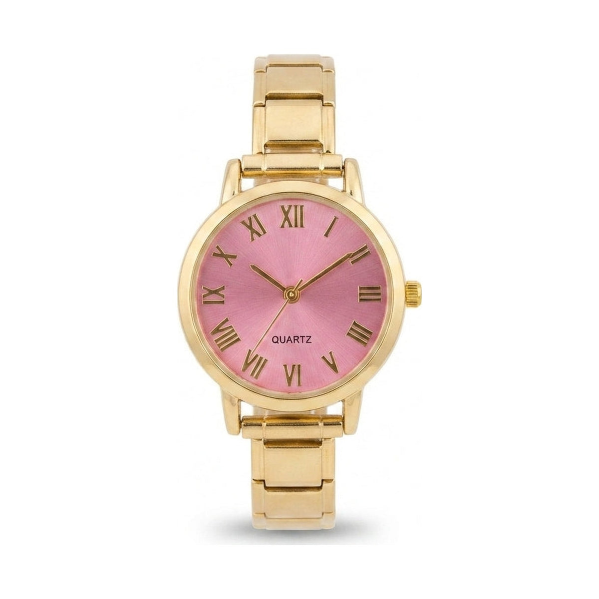 Gold Link Round Pink Roman Numeral Italian Watch (v2)