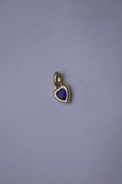 Gold Green Crystal Heart Charm