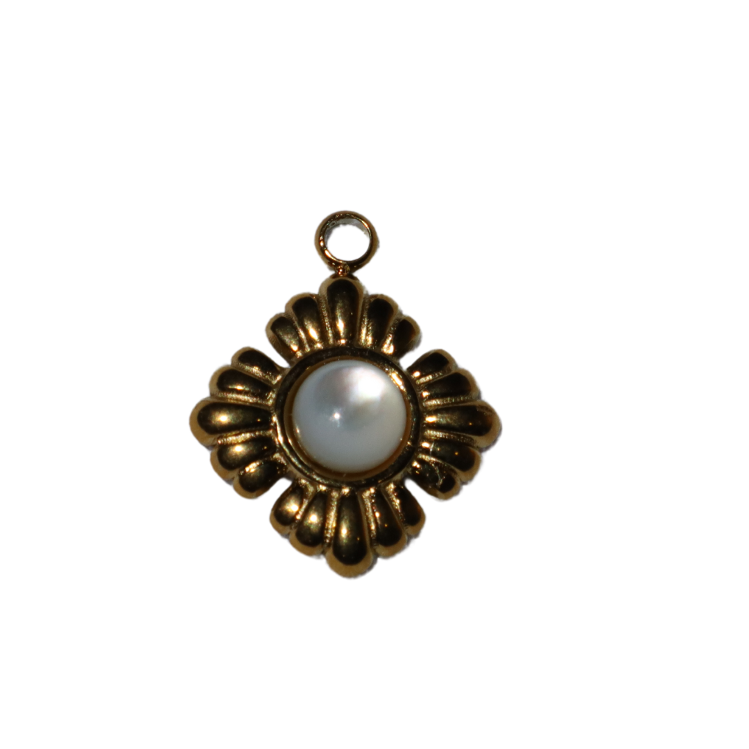 Moon Stone Flower Charm