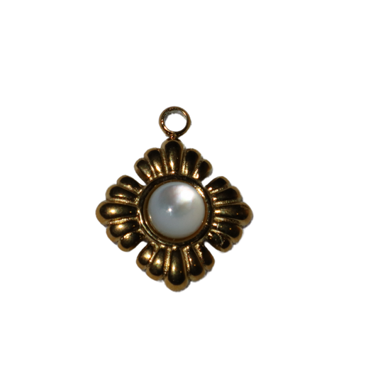 Moon Stone Flower Charm