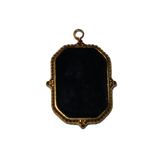 Black Stone Gold Frame Charm
