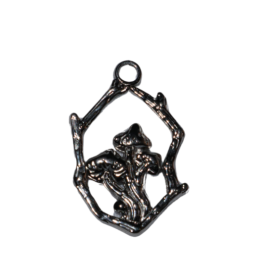Wood Frame Mushroom Charm