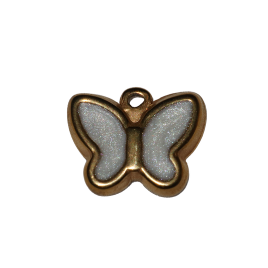White Enamel Butterfly Charm