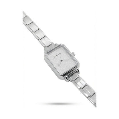 Silver Link Rectangular Glitter Dial Italian Watch