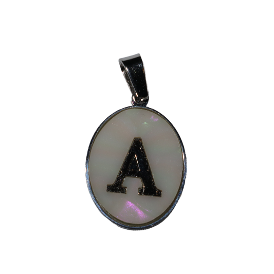 Oval Silver Mother of Pearl Initial Charms