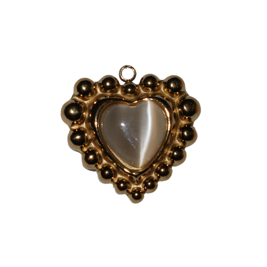 Moon Stone Gold Heart Charm