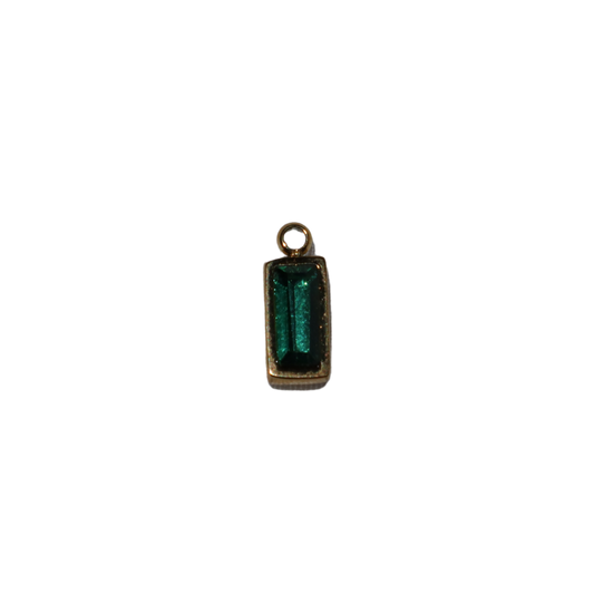 Rhinestone Green Rectangle Charm