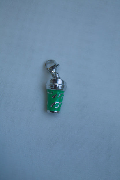 Green Enamel Iced Coffee Charm