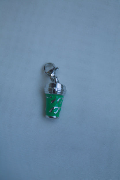 Green Enamel Iced Coffee Charm