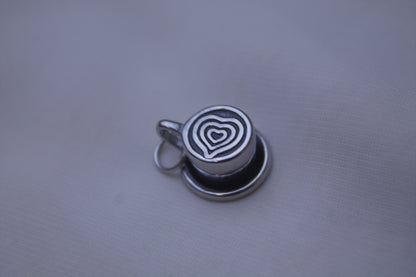 Silver Latte Art Coffee Cup Charm