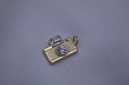 Gold Crystal Camera Charm
