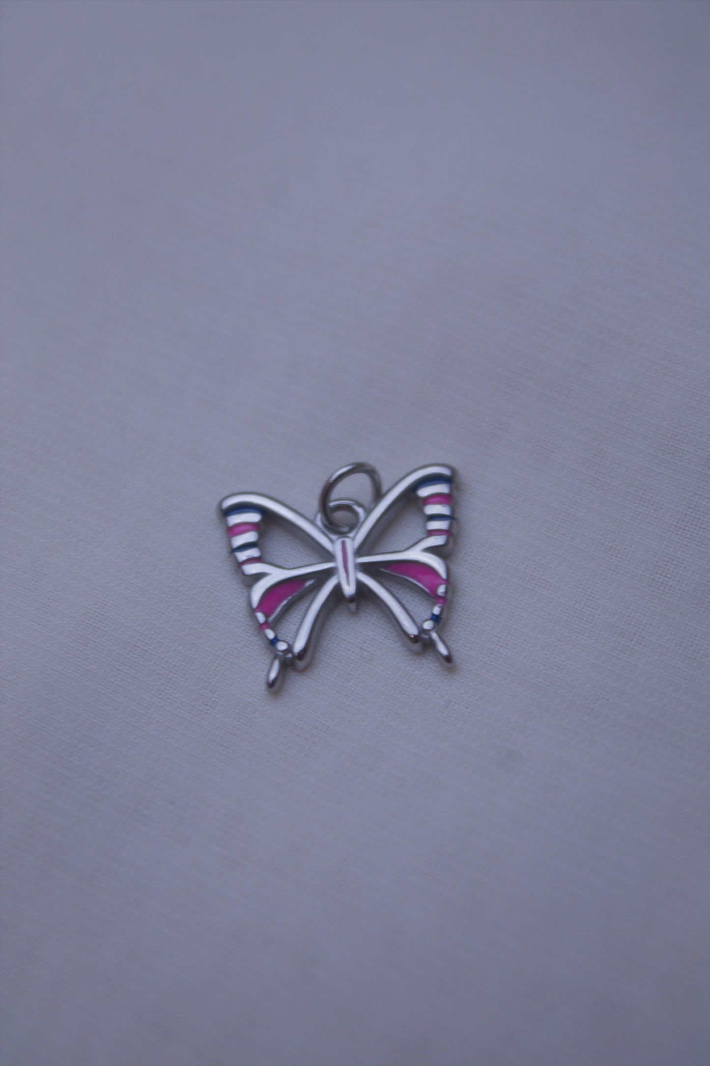 Pink Blue Enamel Butterfly Charm