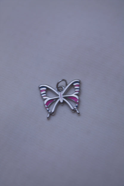 Pink Blue Enamel Butterfly Charm