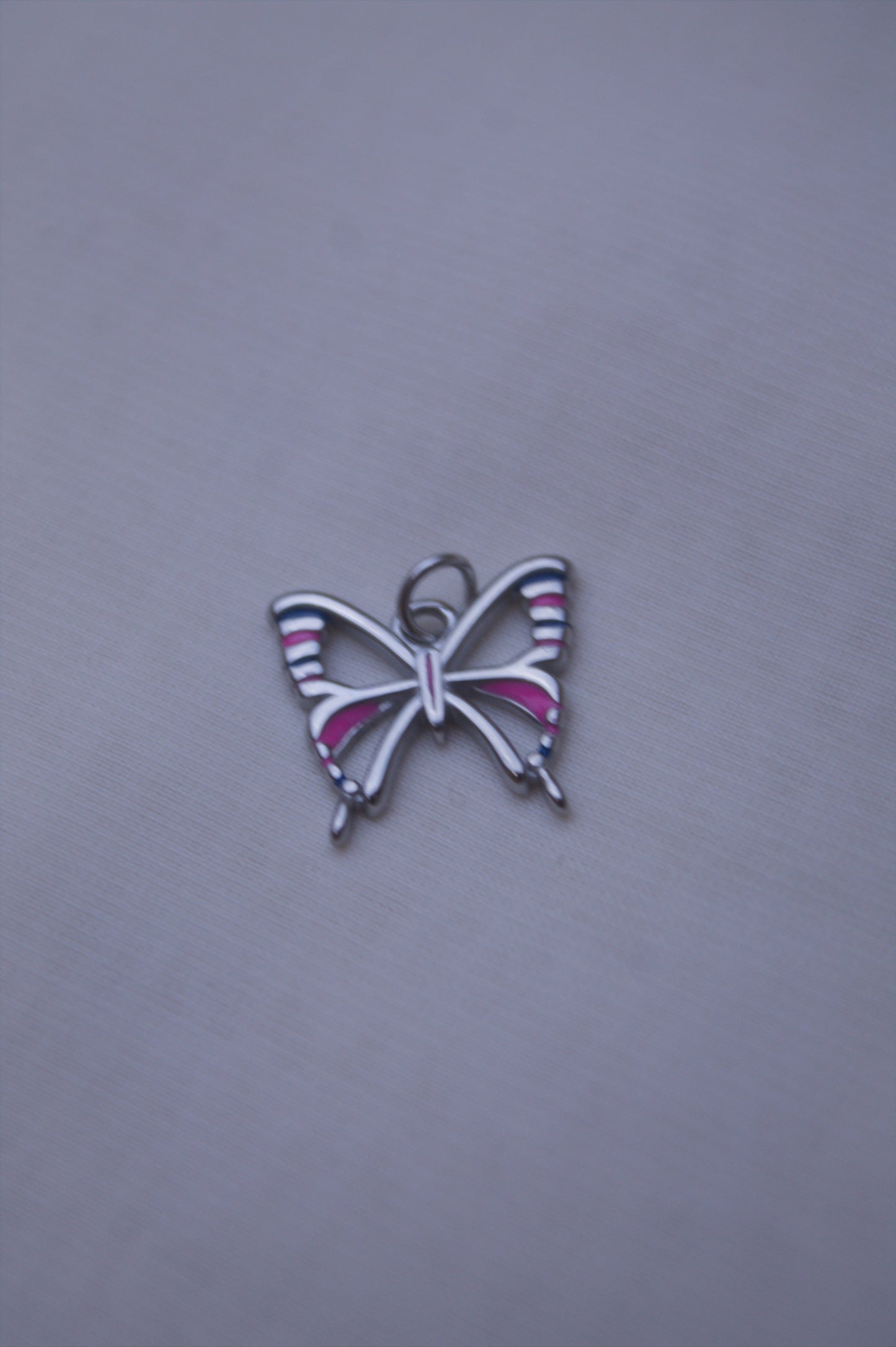 Pink Blue Enamel Butterfly Charm