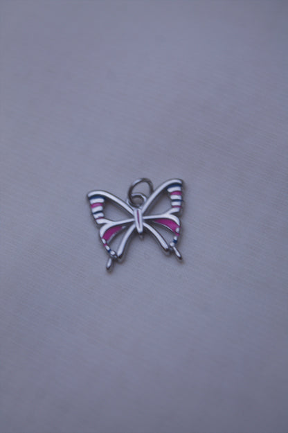 Pink Blue Enamel Butterfly Charm