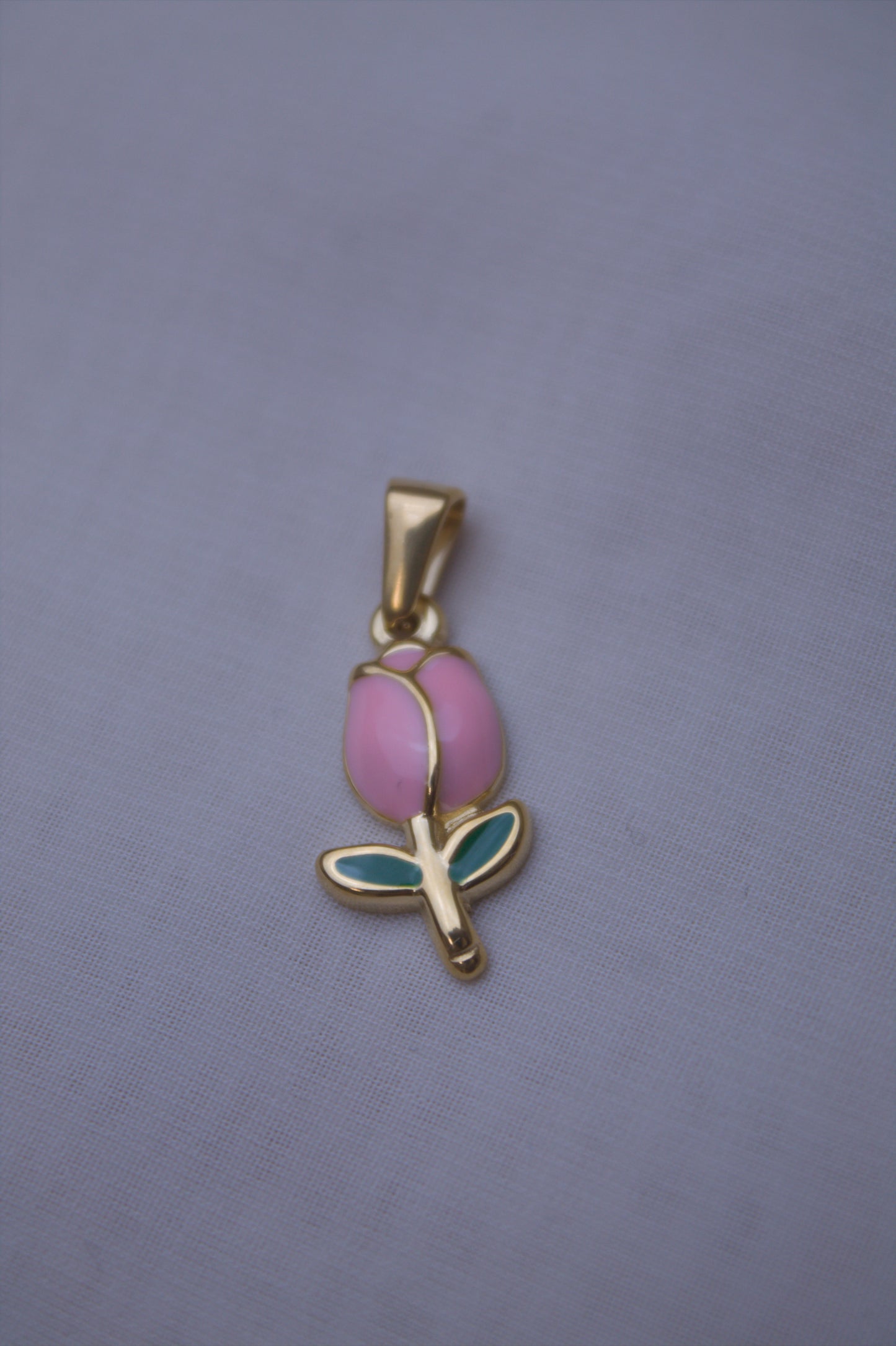 Gold Pink Enamel Tulip Charm