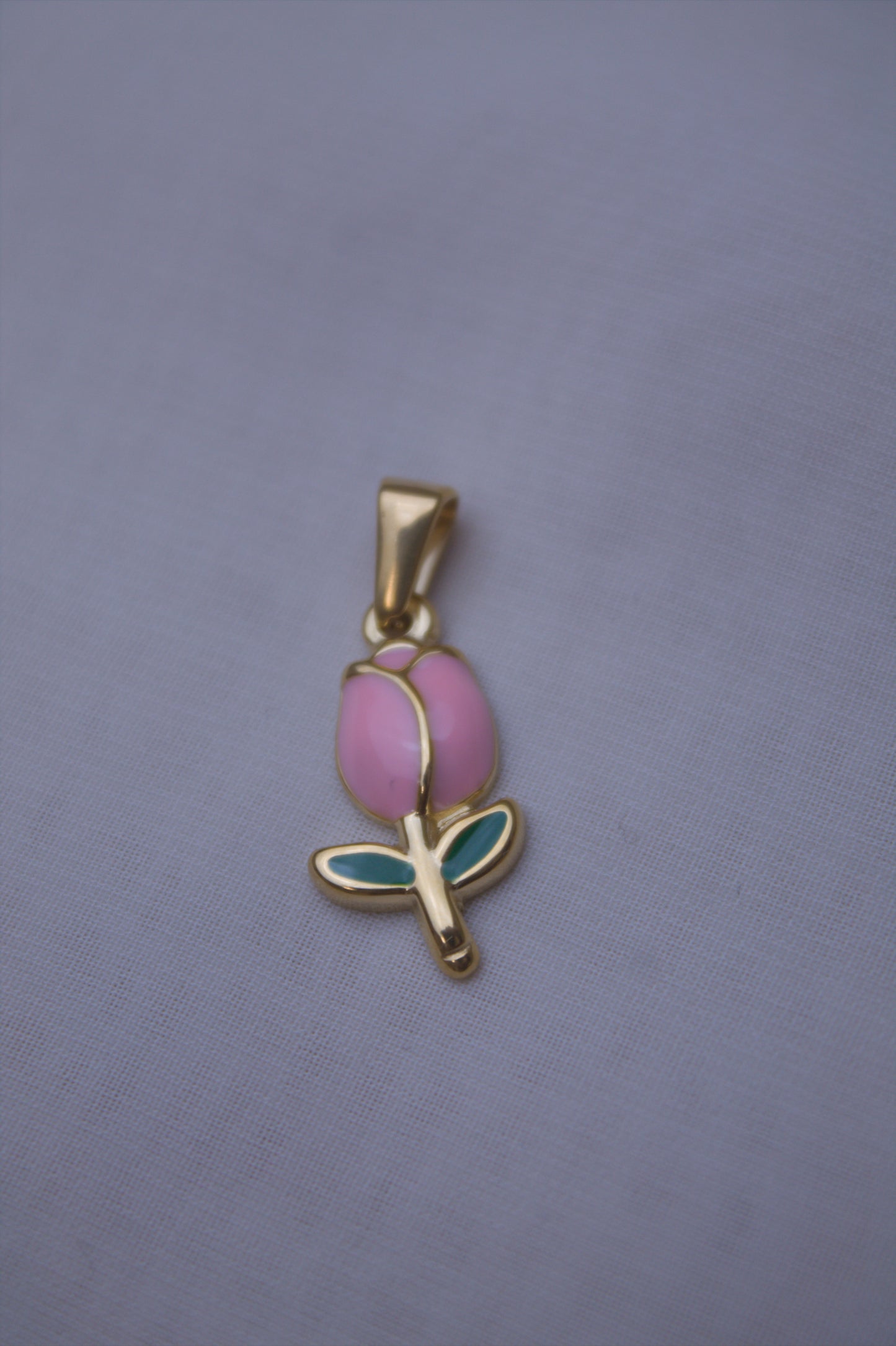 Gold Pink Enamel Tulip Charm