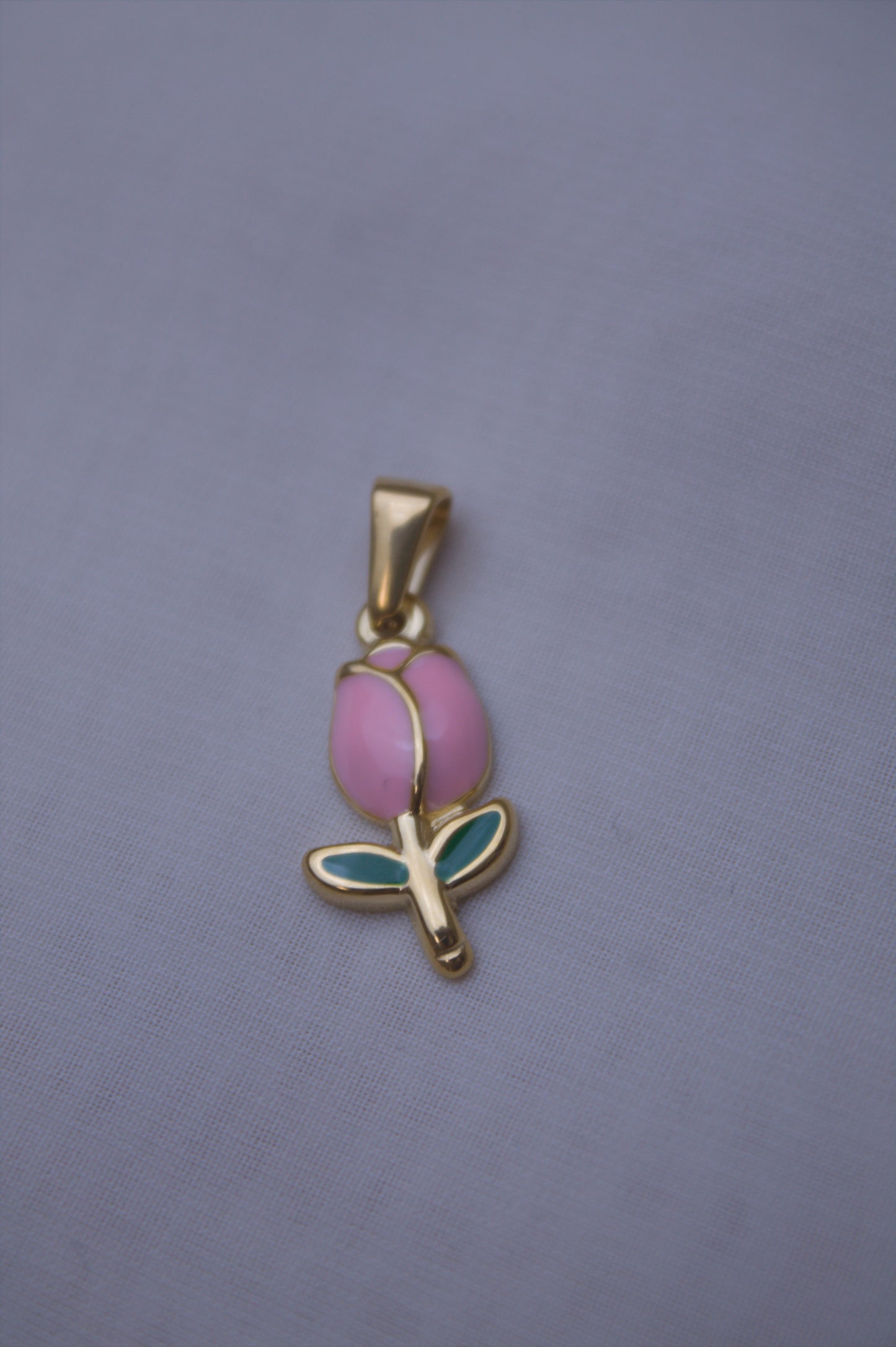 Gold Pink Enamel Tulip Charm