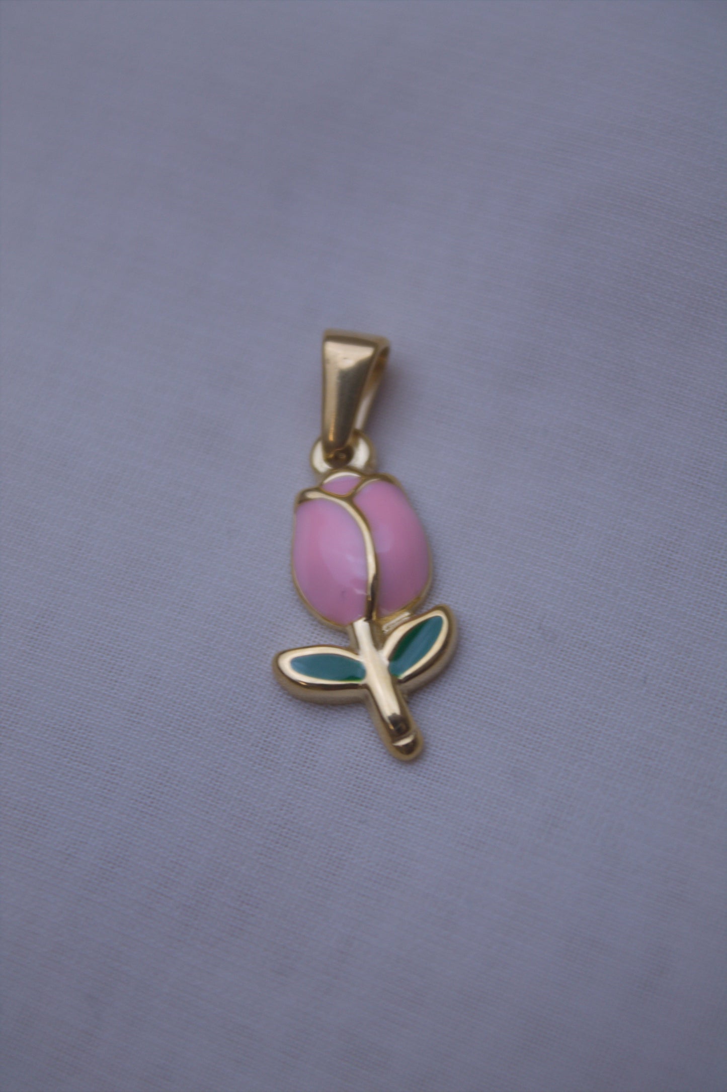 Gold Pink Enamel Tulip Charm