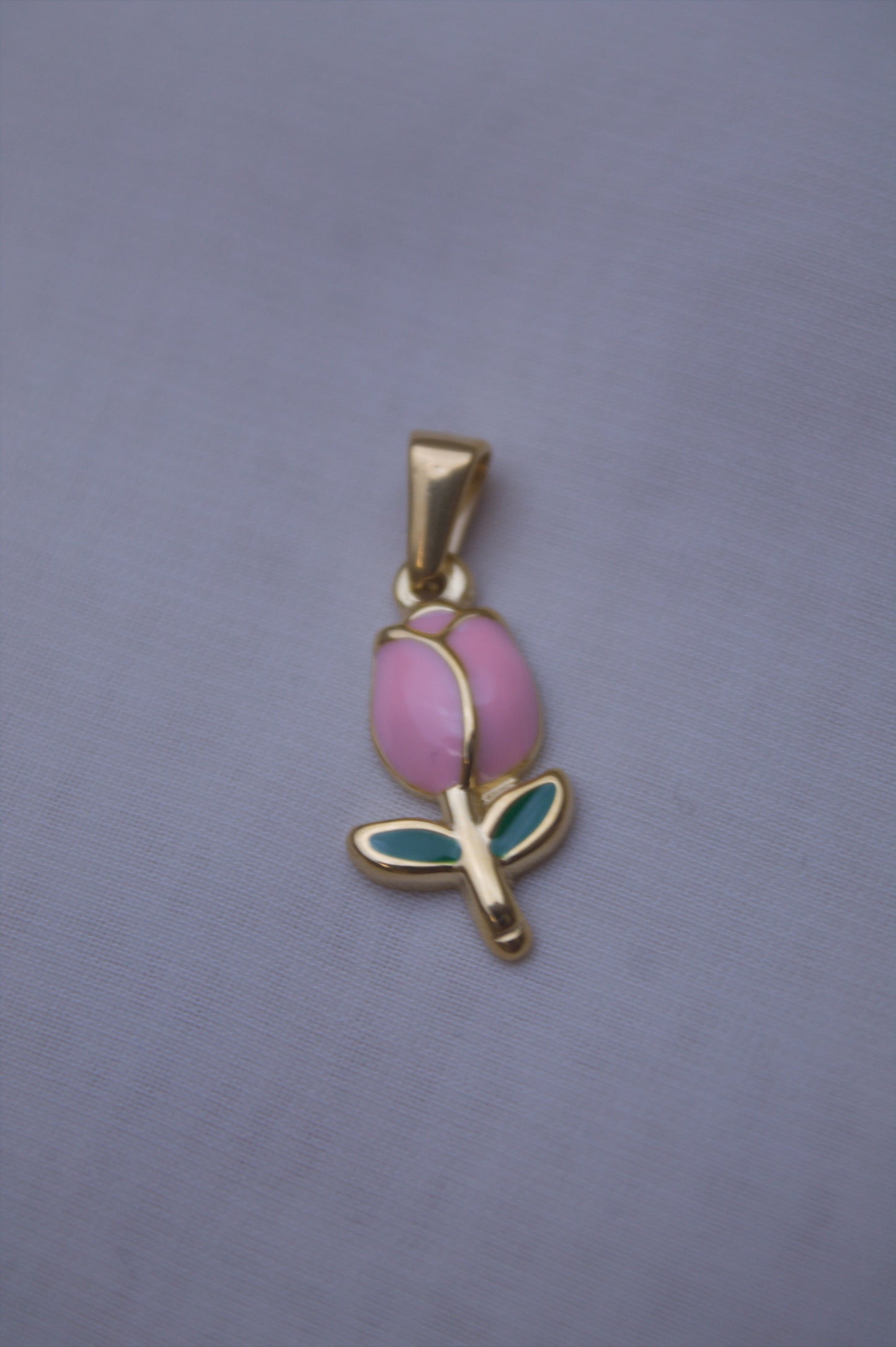Gold Pink Enamel Tulip Charm
