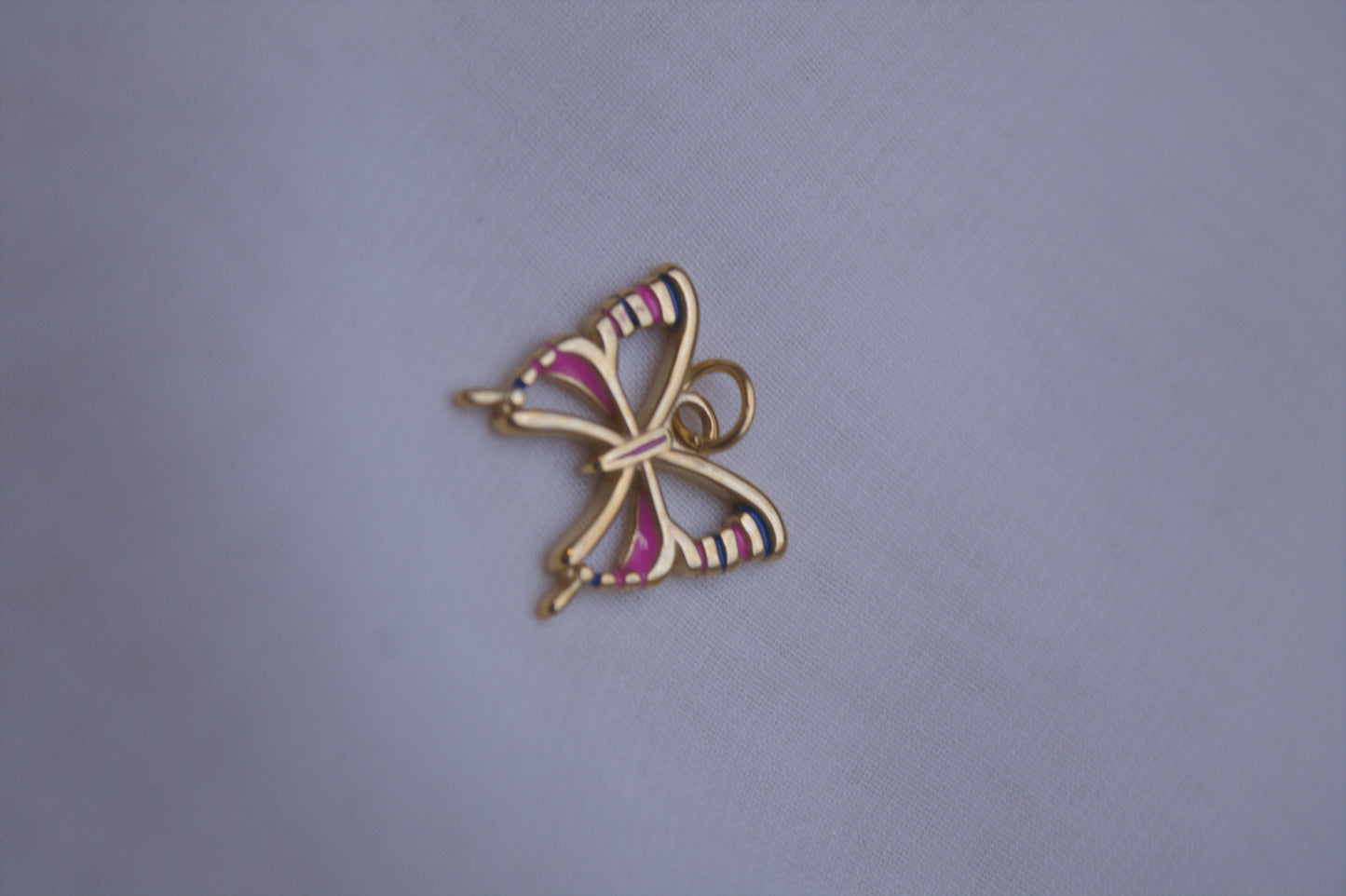Enamel Pink Butterfly Charm