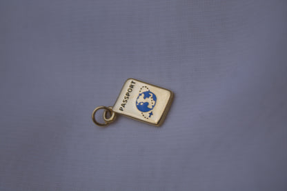 Enamel Gold Passport Charm