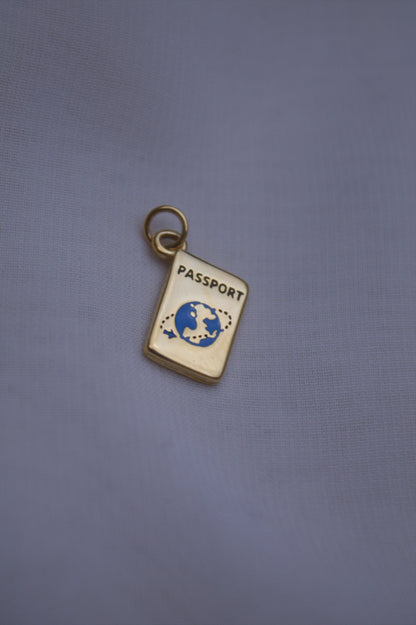 Enamel Gold Passport Charm