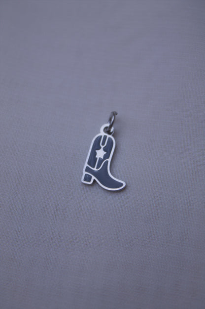 Enamel Black Cowboy Boot Charm