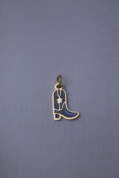Enamel Blue Cowboy Boot Charm